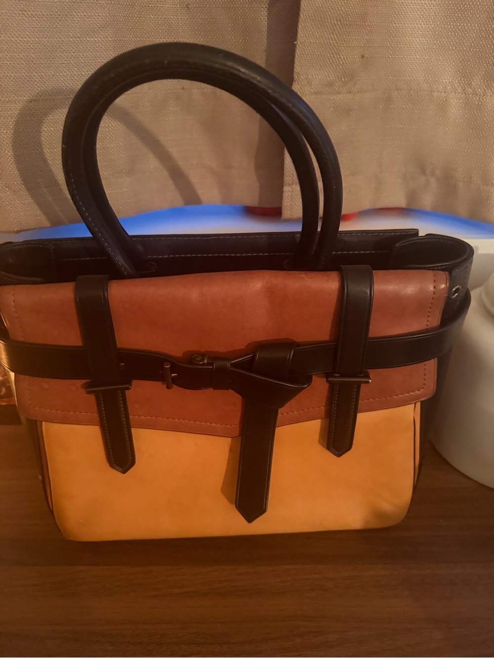 Reed Krakoff Tan, Yellow & Black Leather Satchel